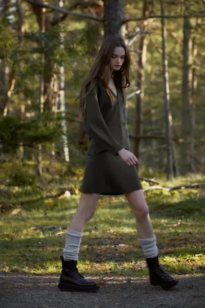 Трикотажная мини-юбка ZARA, серый