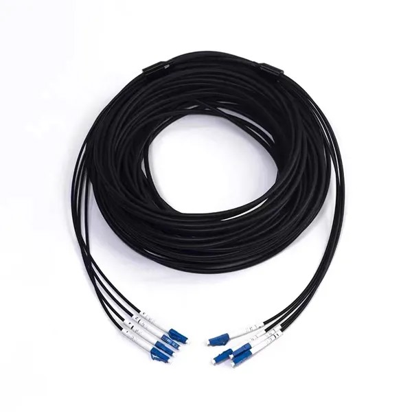 200mtr 5,0 мм бронированный 4C волоконно-оптический патч-кордов ratproof LC-LC SC-SC FC-FC 4 ядра джемпер одномодовых SM; Открытые и закрыты; Черный цвет