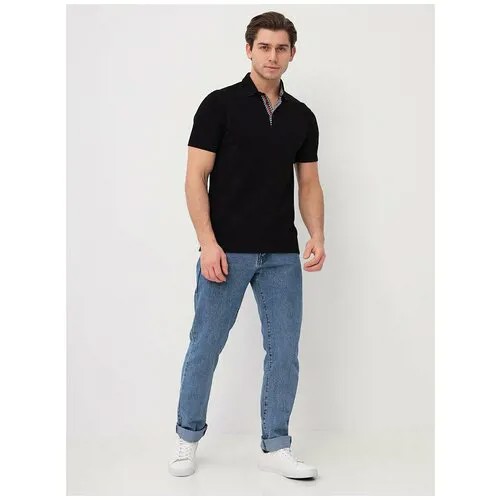 Поло мужское GREG G144-PO1246T-MD02 (черный), Прямой силуэт / Сlassic fit, цвет Черный, размер 52