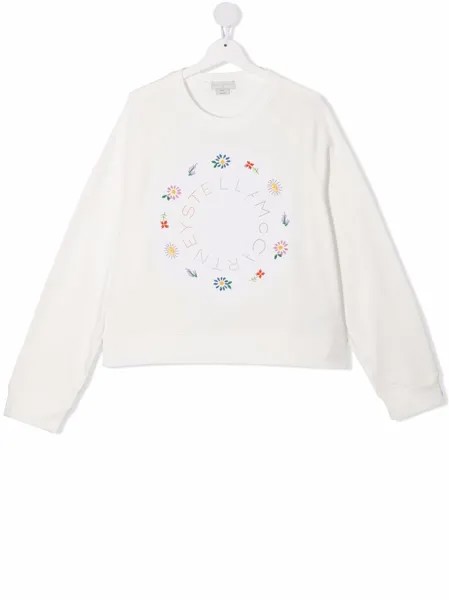 Stella McCartney Kids толстовка Stella Logo с цветочной вышивкой