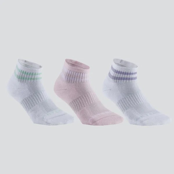 Теннисные носки - RS 500 Mid, 3 шт., белый/фиолетовый ARTENGO, цвет rosa
