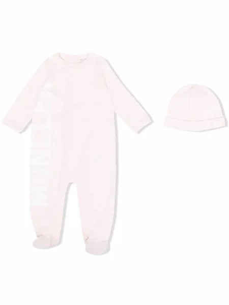 Moncler Enfant комплект из комбинезона и шапки с логотипом