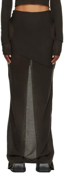 Коричневая макси-юбка со вставками Eckhaus Latta