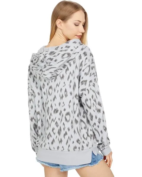 Худи Michael Stars Zion Ikat Print Hermosa French Terry High-Low Hoodie, серый