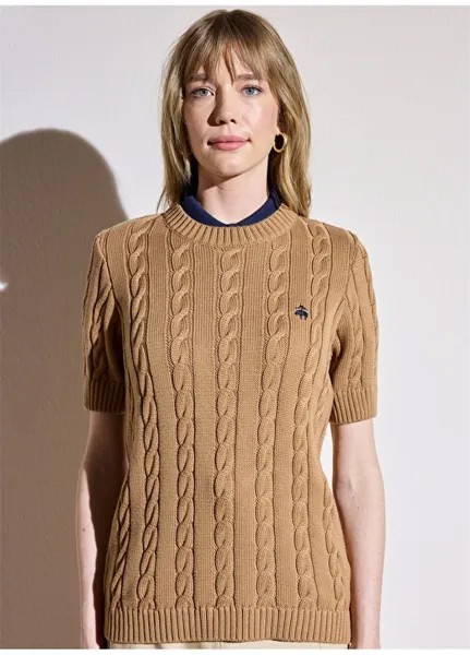Женский свитер из верблюжьей шерсти с v-образным вырезом Brooks Brothers