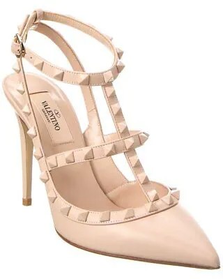 Женские кожаные туфли Valentino Rockstud Caged 100, розовые 39,5