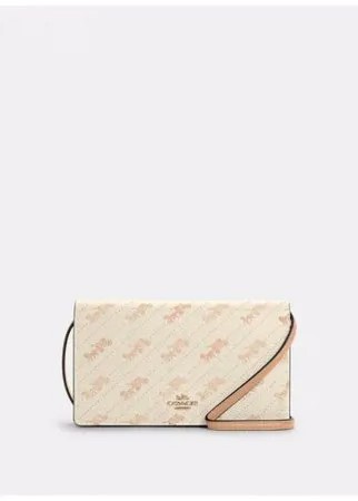 Сумка женская кожаная Coach Anna Foldover Crossbody Clutch With Horse And Carriage Dot Print