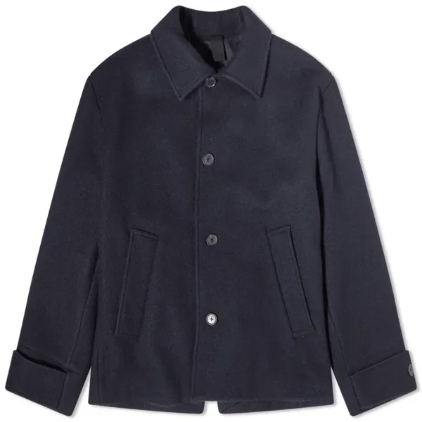 Пальто Margaret Howell Offset Placket Wool, темно-синий