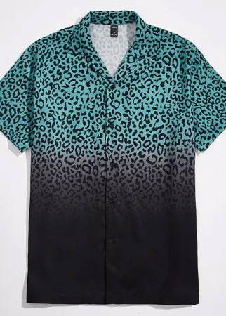 Мужской Рубашка леопардовым принтом & с принтом омбре