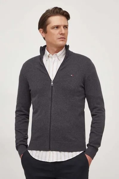 Хлопковый кардиган Tommy Hilfiger, серый