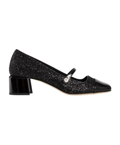 Босоножки на блочном каблуке с блестками R Jimmy Choo, черный