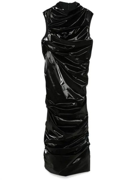 Alexander McQueen ламинированное платье из джерси, черный