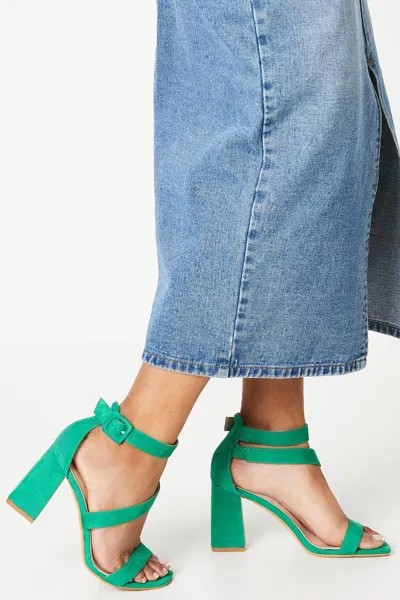 Асимметричные босоножки Shae на высоком блочном каблуке Dorothy Perkins, зеленый