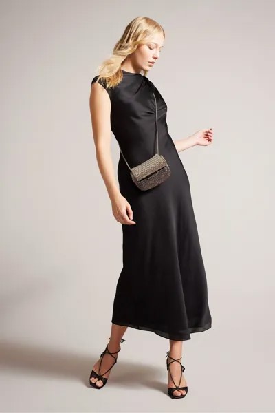 Платье миди Akane с драпированным вырезом Ted Baker, черный