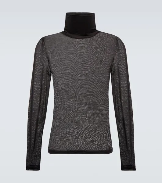 Шелковый свитер с высоким воротником Saint Laurent, черный