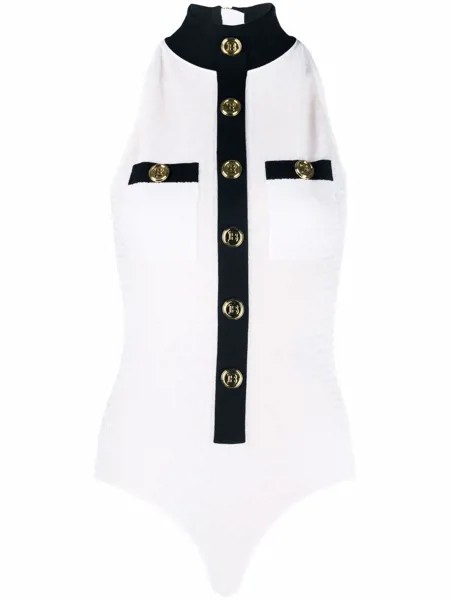 Balmain SLEEVELESS MONOGRAM JACQUARD BODYSUIT