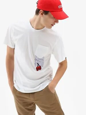 Vans Varsity Pocket SS Lifestyle футболка мужская белая красная повседневная спортивная футболка