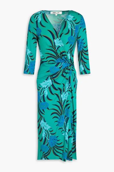 Платье миди из лиоцелла и шерстяного джерси с эффектом запаха Borris Diane Von Furstenberg, зеленый