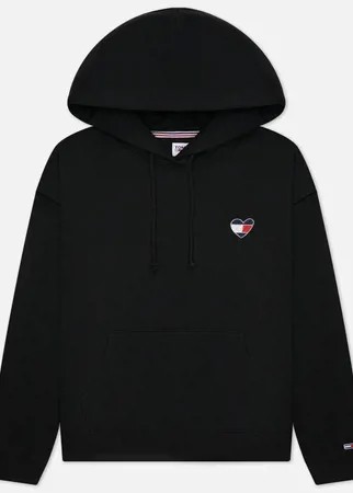 Женская толстовка Tommy Jeans Boxy Homespun Heart Hoodie, цвет чёрный, размер XS