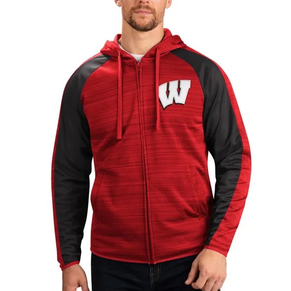 Мужская спортивная куртка Carl Banks Red Wisconsin Badgers Neutral Zone реглан с молнией во всю длину спортивная куртка с капюшоном G-III