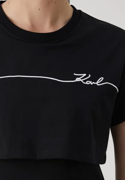 Платье прямого кроя Seasonal Logo Dress KARL LAGERFELD, черное