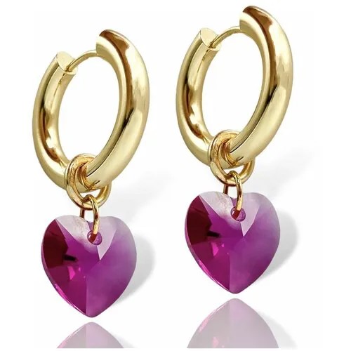 Серьги Soti, кристаллы Swarovski, стекло, размер/диаметр 35 мм, розовый, фуксия