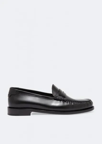 Лоферы SAINT LAURENT Monogram leather loafers, черный