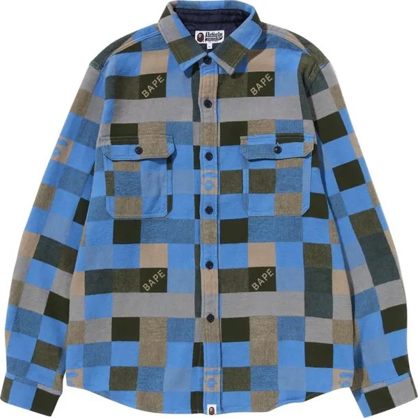 Рубашка BAPE Block Check Relaxed Fit Shirt 'Beige', кремовый