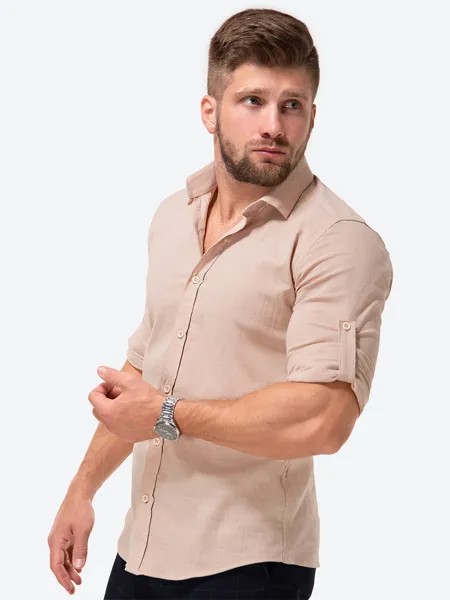 Рубашка мужская HappyFox HFCL1004 бежевая 56 RU
