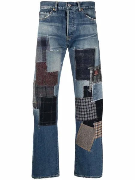 Junya Watanabe MAN узкие джинсы в технике пэчворк