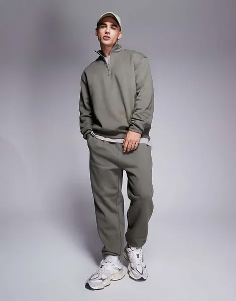 ASOS DESIGN – Premium – зауженные джоггеры плотностью 400 г/м², цвета хаки