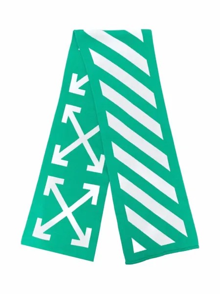 Off-White Kids ARROW ROUNDED SCARF GREEN WHITE