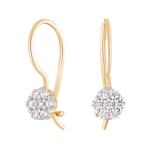 Серьги Ювелир Карат, красное золото, 585 проба, длина 1.9 см, золотой