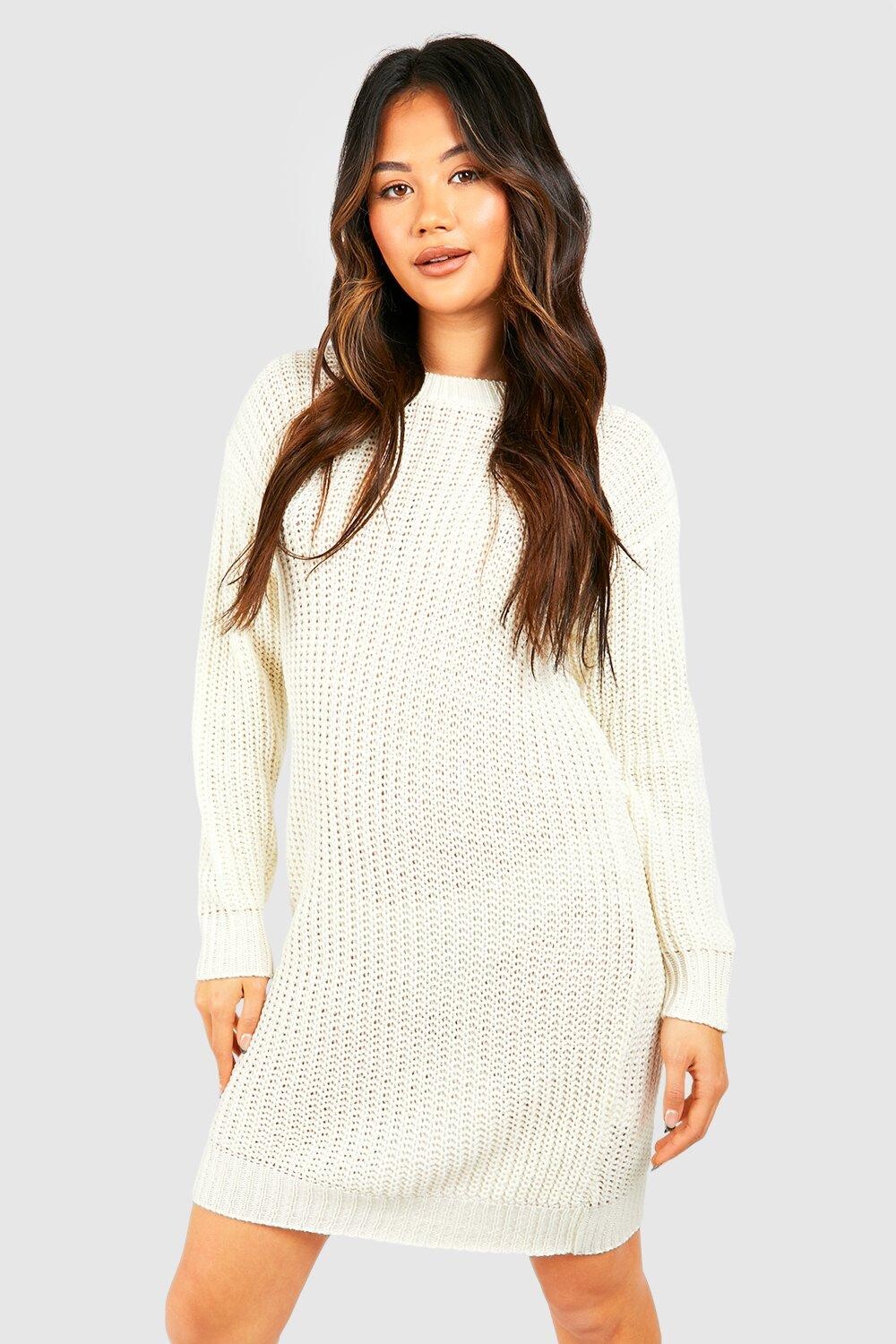 Мини-платье-джемпер с круглым вырезом boohoo, белый