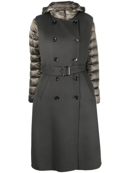 Moorer padded double-breasted coat, серый