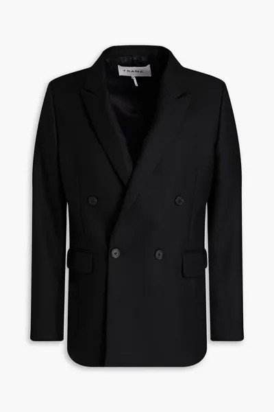 Двубортный пиджак из шерсти и твила FRAME, черный