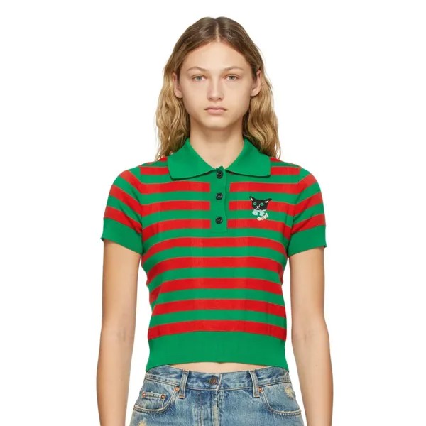 Поло Gucci Wool Contrast Trim, зеленый