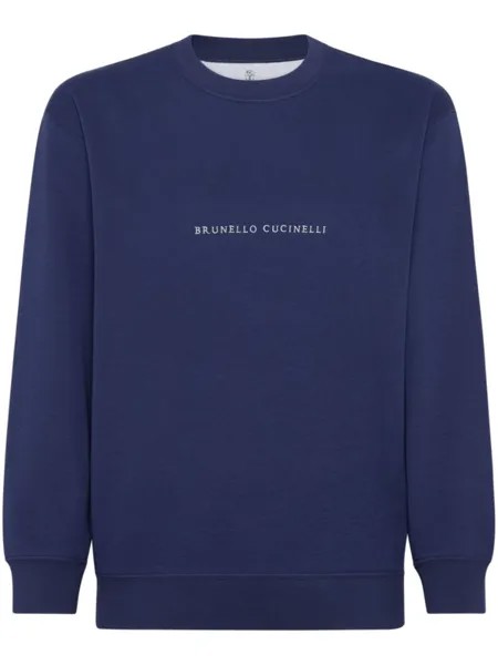 Brunello Cucinelli толстовка с вышитым логотипом, синий