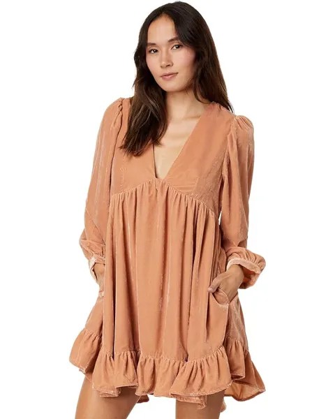 Платье Free People Estella Velvet Mini, цвет Rose Pearl