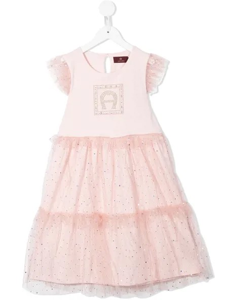 Aigner Kids платье из тюля с логотипом