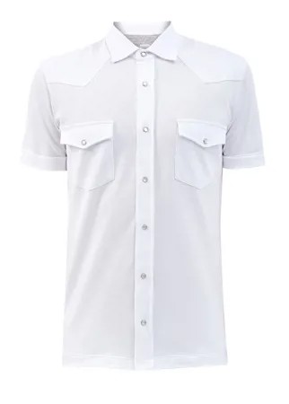 Рубашка из легкого хлопкового пике с перламутровой фурнитурой