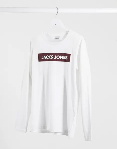 Лонгслив с логотипом на груди Jack & Jones-Белый