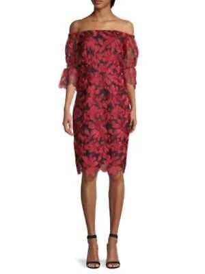 TRINA TURK Женское вечернее платье-футляр с красной подкладкой и рукавом 3/4 длиной до колена 6