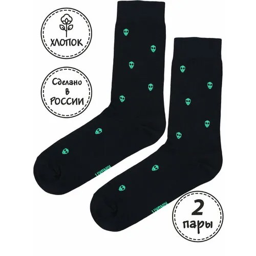 Носки Kingkit, 2 пары, размер 36-41, черный, бесцветный, зеленый