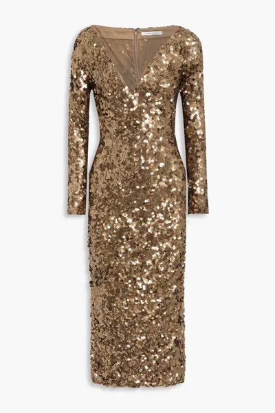 Платье миди Fleur из тюля с пайетками Rachel Gilbert, бронза