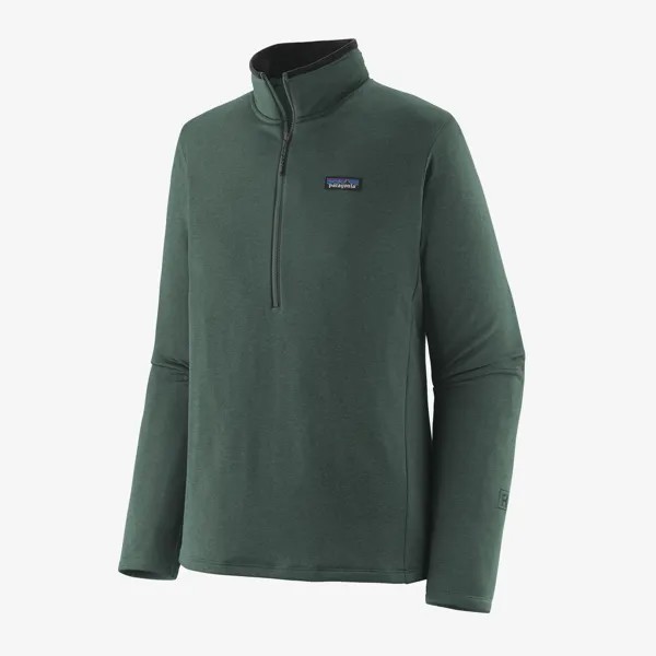 Мужская повседневная рубашка на молнии R1 Patagonia, цвет Nouveau Green - Northern Green X-Dye