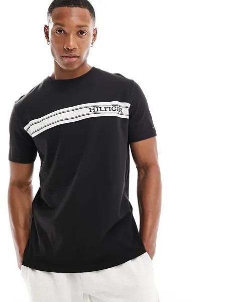 Темно-синяя футболка для отдыха Tommy Hilfiger – Monotype – с полосками