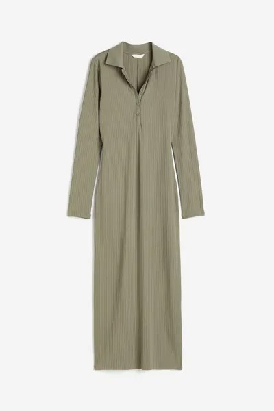Платье H&M Collared Jersey, хаки