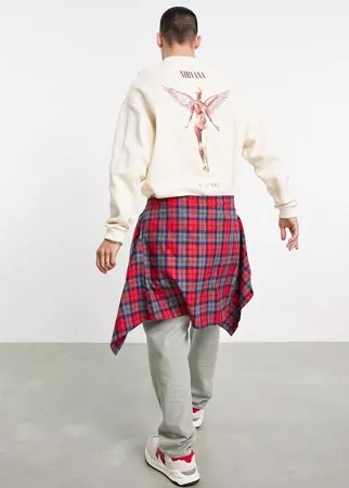 Свитшот в стиле oversized цвета экрю с рисунком 