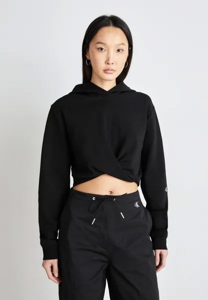 Толстовка WRAP CROPPED HOODIE Calvin Klein Jeans, черный